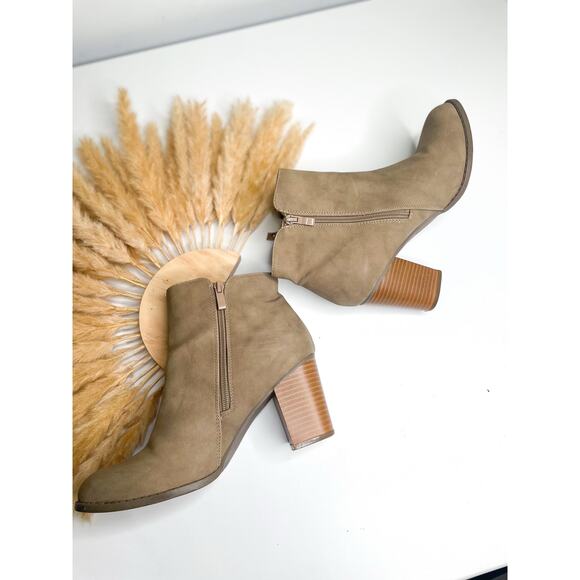 Diba Leather Ankle Boots Size 8.5 Tan Heeled Double Zip Western - Picture 6 of 8
